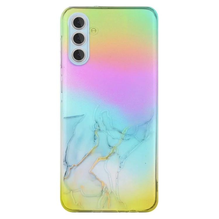 

For Samsung Galaxy A55 5G Case Colorful Laser Anti-drop TPU Phone Cover with Marble Pattern