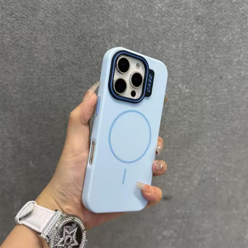 Modefodral Kontrastfärg Magsafe-fodral för iPhone11 12 13 14 15 16 Pro Max Plus Solid Slim Matt Lanyard-skydd