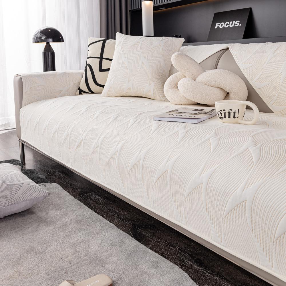 

Cotton Four-Season Universal Non-Slip Sofa Seat Cushion, High-Grade Solid Color Leather Sofa Cover, Modern Simple Pure Cotton Sofa Cushion 70*70cm грязно-белый
