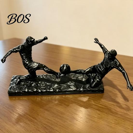 Soccer Desktop Decoration Player Statue, 3D Printed 2 Men Playing Figurine, Sports Football Figurine Collectible Table Sculpture for Home, Office