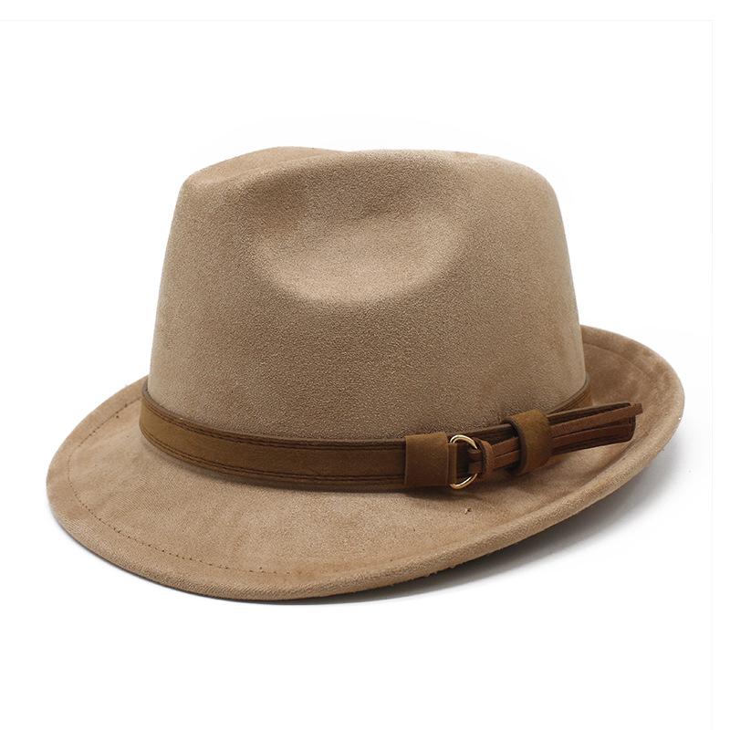 Mocka Hög hatt Gränsöverskridande Höst Och Vinter Brittisk Stil Filthatt Gentlemans Liten Brätte Enkel Klassisk Jazzhatt Panamahatt