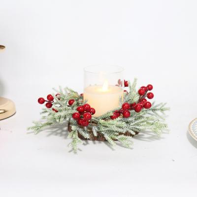 Mini Christmas Cabinet Wreath for Kitchen Red Berry Door Wreath with Bow for Farmhouse Holiday Xmas Party Decoration