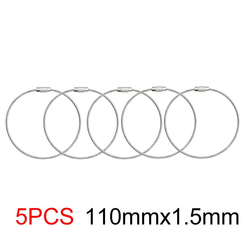 5PCS Wire Rope Key Chain 110MMx1.5MM Screw Locking Durable Stainless Steel Keyring Gadget Outdoor Tools DIY Camp Luggage Tag ZYF