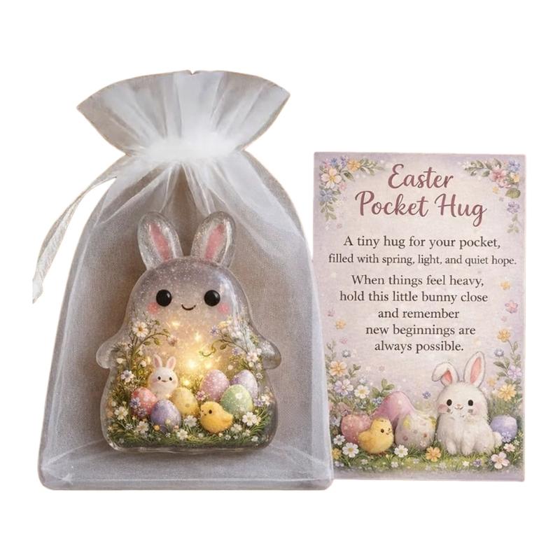 

Easter Heartwarming Message Cards with Acrylic Rabbit Shaped Charm Pocket Size Expressing Affection Cards for Holiday 1