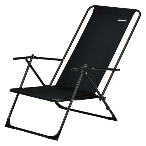 Captain Stag (CAPTAIN STAG) Outdoor Chair, Reclining Rod Chair, Slim Storage, Black, Gracia UC-1903