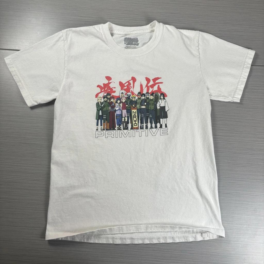 Naruto Shippuden Primitive Shirt Youth Large White Anime Graphic Skateboarding