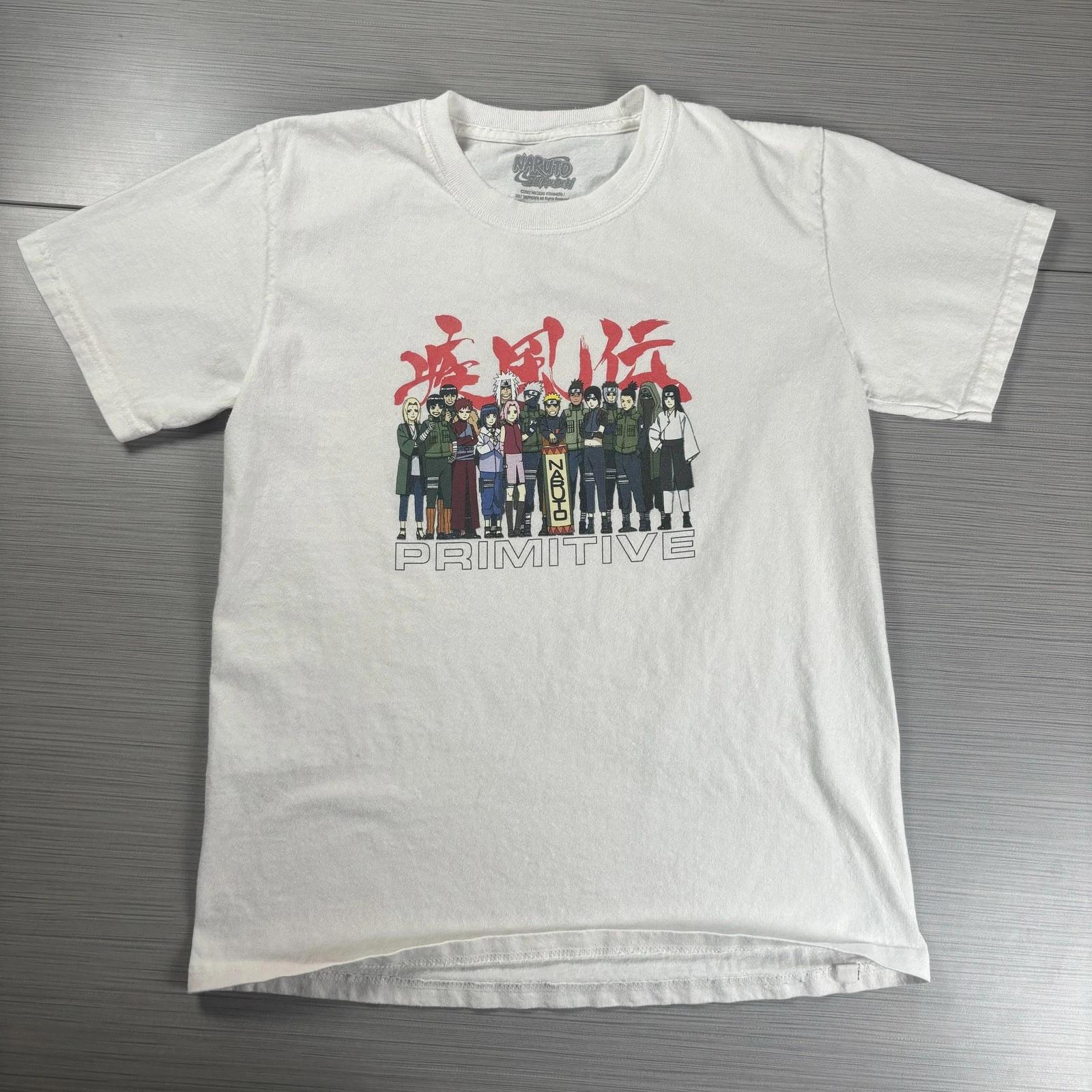 Naruto Shippuden Primitive Shirt Youth Large White Anime Graphic Skateboarding L