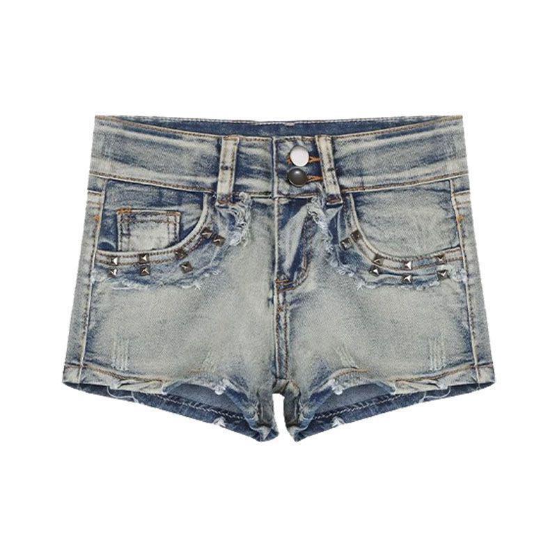 Hot girl's low-waist denim ultra-short shorts for women, new summer style, slim-fit, hip-hugging, wide-leg pants