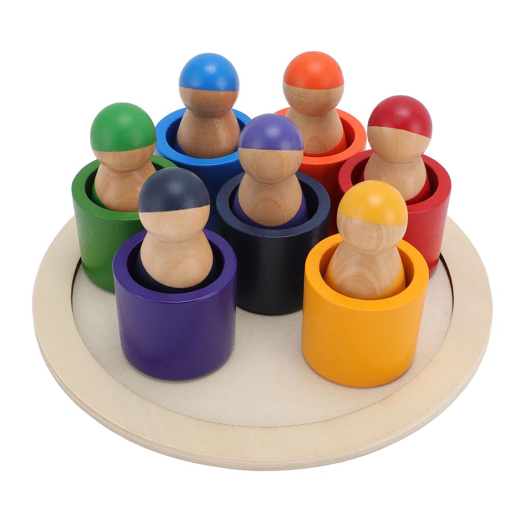 Holzfiguren in Tassen Hands-on Koordination Pädagogisch zum Lernen Farbsortierung und Zählen Holzfigur