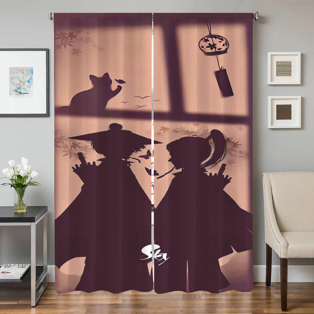 

Kitchen Curtains for Living Room 2 Pieces Blackout Curtains Door Curtain Children of Light Shadow Partition Bedroom Decoration W50xH70cmx2pcs-CL