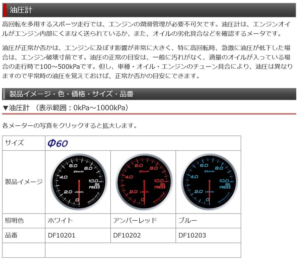 Defi Meter ADVANCE Oil Pressure Gauge DF10201 (Nippon Seiki) [-Link BF] (White)