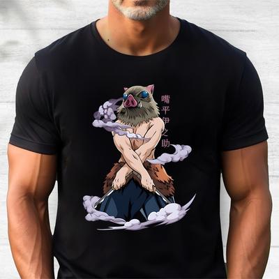Demon Slayer Inosuke T-Shirt – Kräftiges Kimetsu no Yaiba Anime Grafik-T-Shirt für Fans Unisex T-Shirt