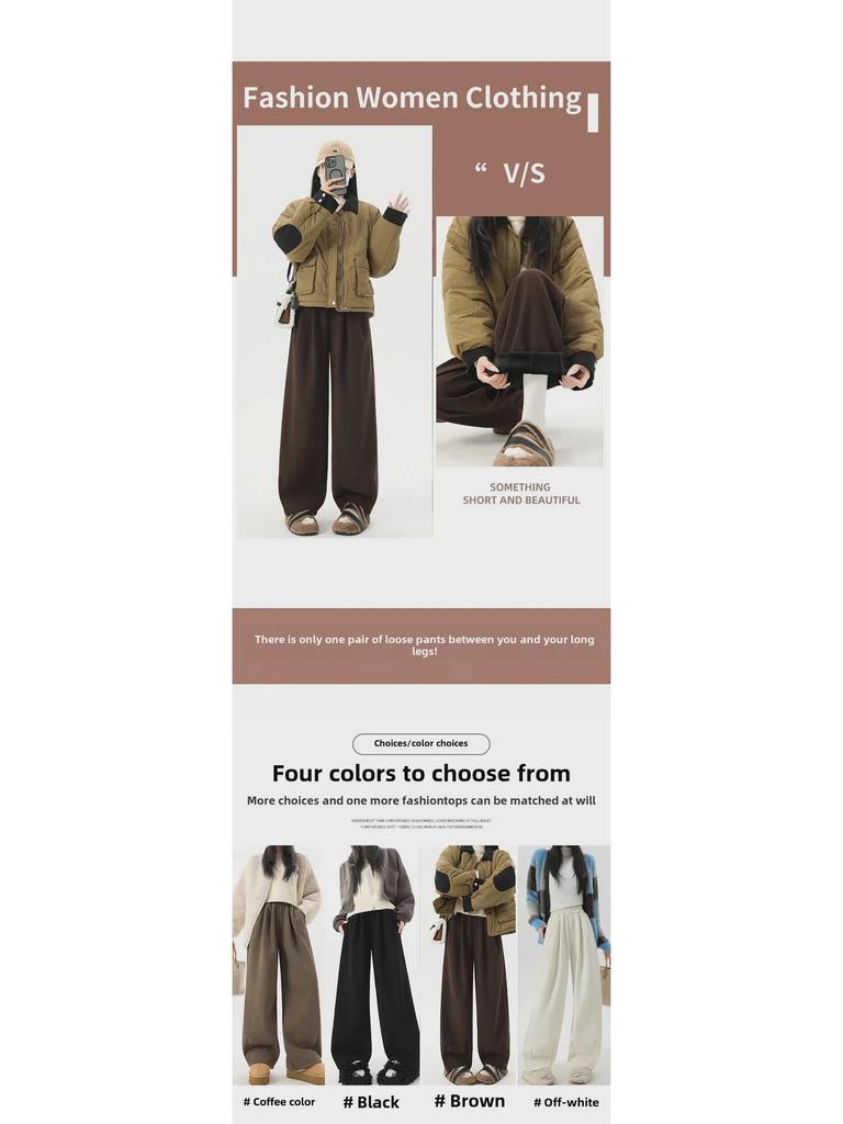 Maillard Women's Wide-Leg Velvet Corduroy Pants for Autumn/Winter 2025 - New Loose Slim Fit by Yamamoto