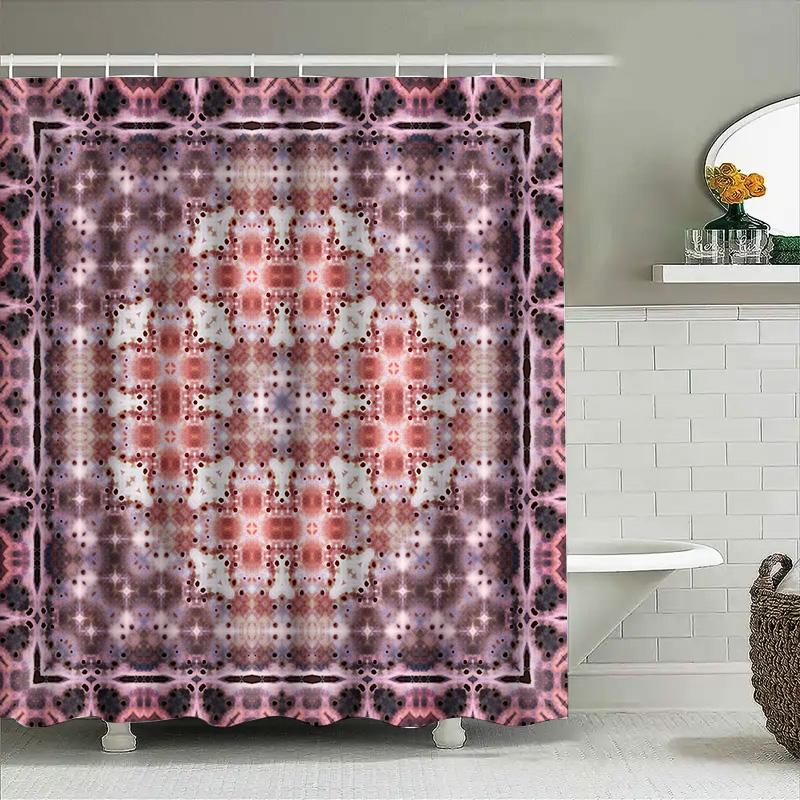 Kaleidoscope Pattern Shower Curtain Pink Black Print Shower Drapes for Bathrooms Decor