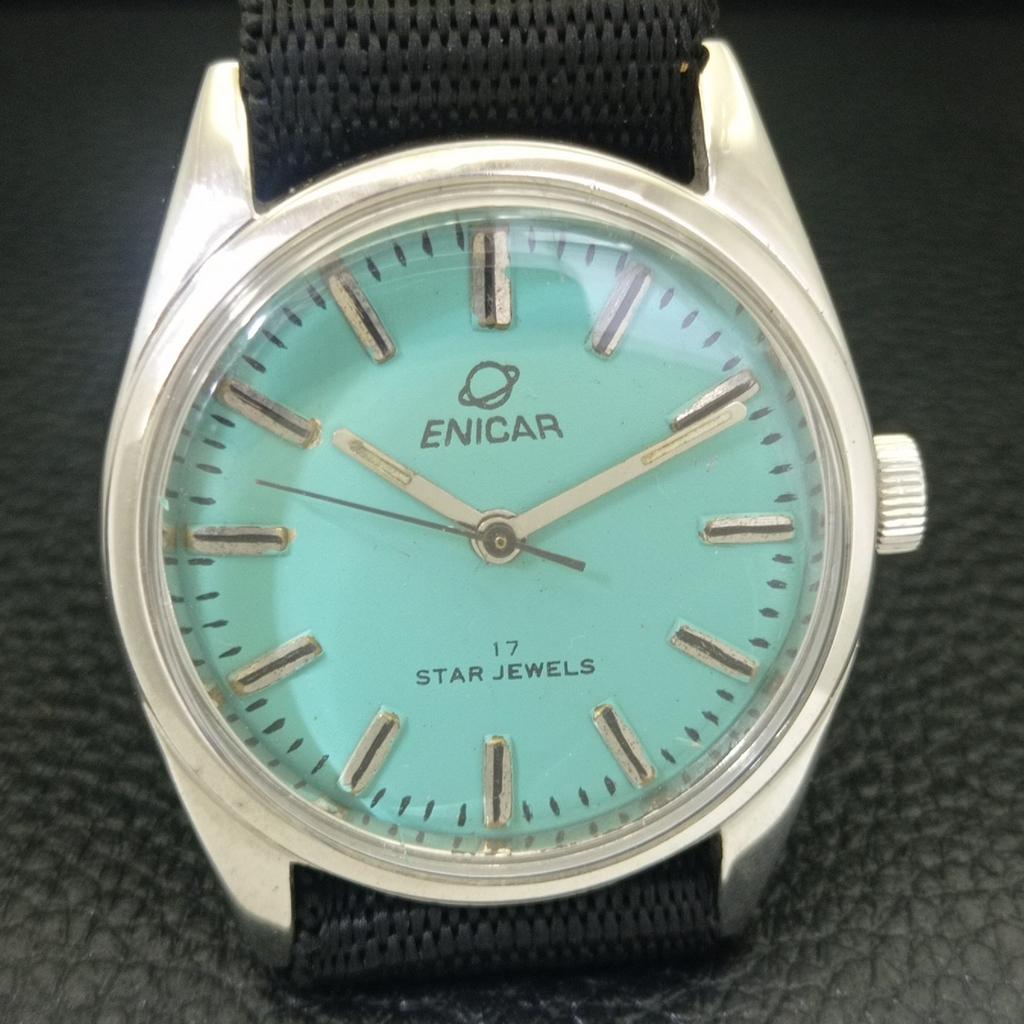 ENICAR STAR JEWELS HAND-WINDING 1140 SWISS MENS VINTAGE WATCH a703787-1 R213e-a703787