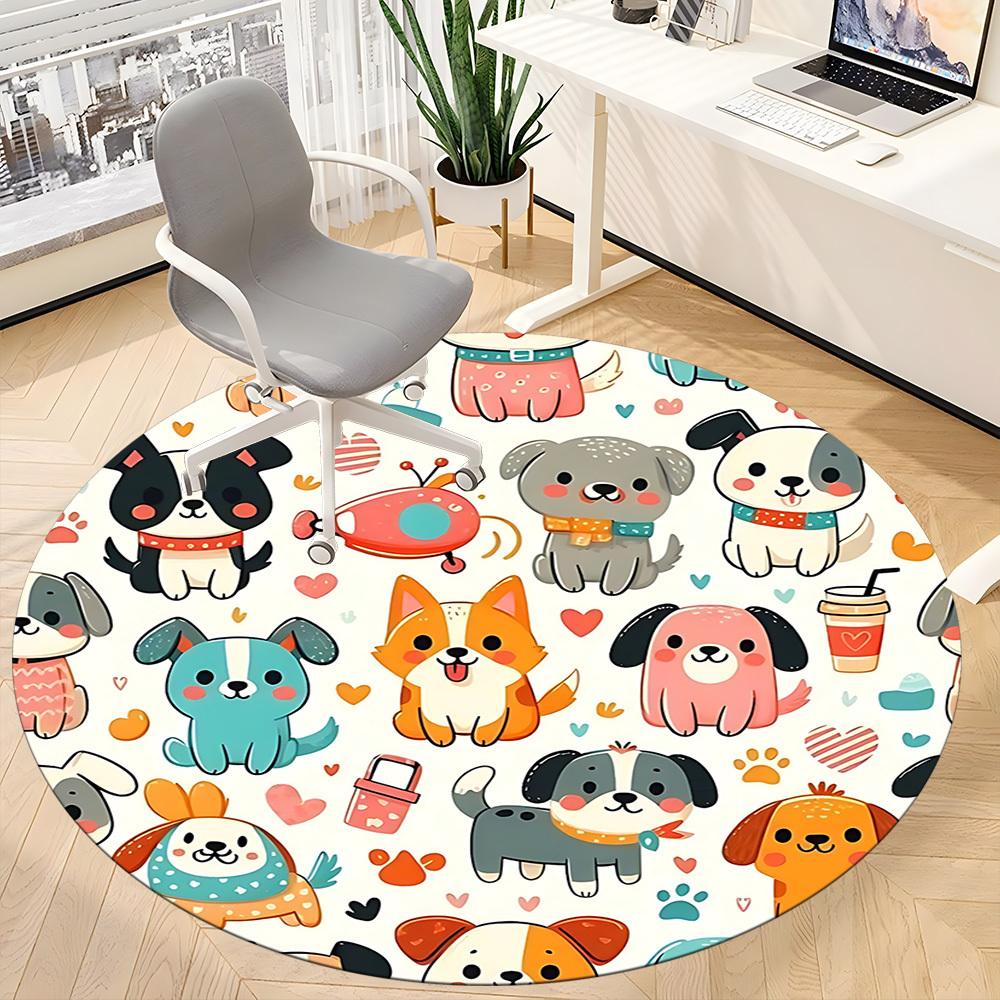 1pc Dogs Cute Chair Carpet for Office Non Slip, Machine Washable Rug for Office, Room Holiday Decor for Christmas, Birthday Polyester