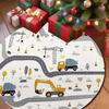 Kids Construction Vehicles Christmas Round Rug Flannel Festive Playroom Carpet Home Decor Living Room Bedroom Floor Mat Non Slip