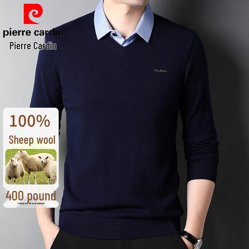 

Men s Pierre Cardin Pure Wool Faux Two-Piece Shirt Collar Sweater 3XL (190)