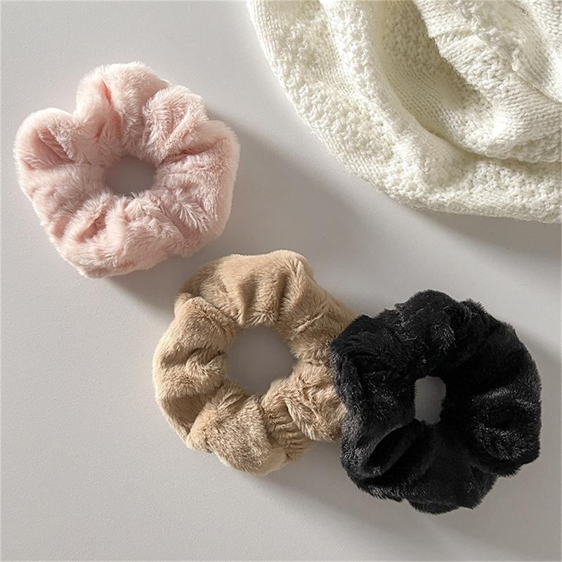 Winter Warme Weiche Haar Scrunchies Frauen Nette Plüsch Elastische Multicolor Gummi