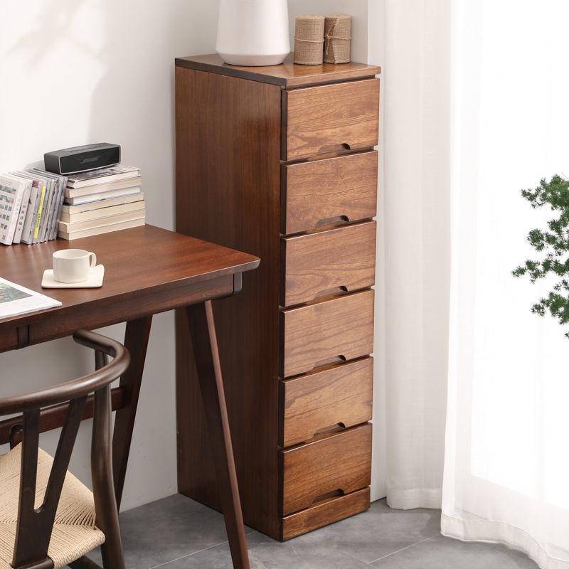 Solid Wood Narrow Gap Cabinet,Modern Bedside Storage Organizer, Wooden Chest for Small Spaces, Minimalist Home Furniture