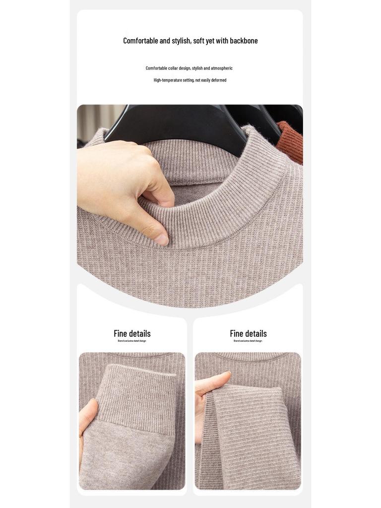 2025 Puyuan Men's Long Sleeve Round Neck Casual Knit Sweater for Young Adults