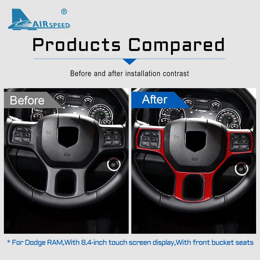 Carbon Fiber Steering Wheel Button Frame Cover for Dodge RAM 2016-2018 Interior Trim