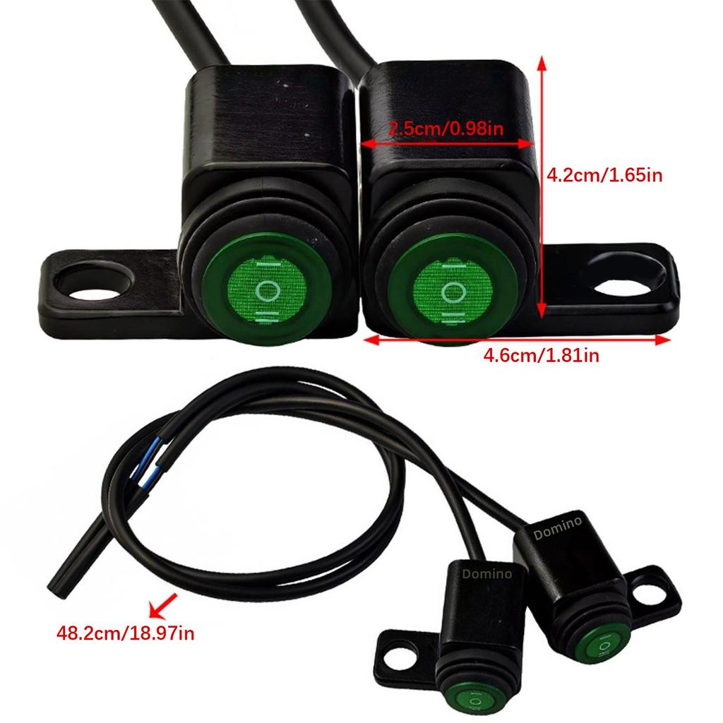 Motorcycle Electrical Headlight Switches With 3 Stage Adjustment And Bright Green Button For Enhanced Visibility