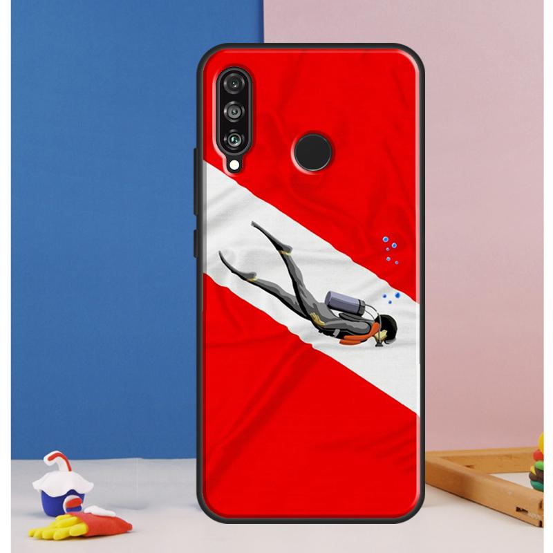 Чехол-флаг для дайвинга Diver Down для Huawei Nova Y73 Y72 Y70 Y90 Y60 Y61 Y91 12s 12i 11i 8i 9 10 SE P30 P40 Lite P60 Pro Huawei Nova Y61