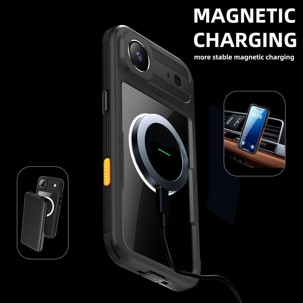 SHELLBOX For iPhone 17 Air IP68 Waterproof Case Compatible with MagSafe Clear Phone Cover