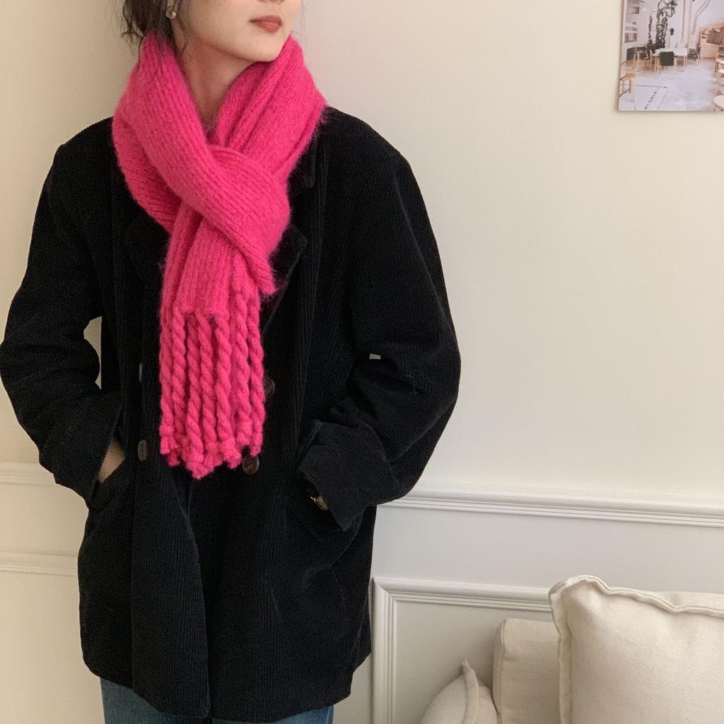 New candy color wool scarf women's winter versatile warm imitation cashmere shawl student couple scarf thick