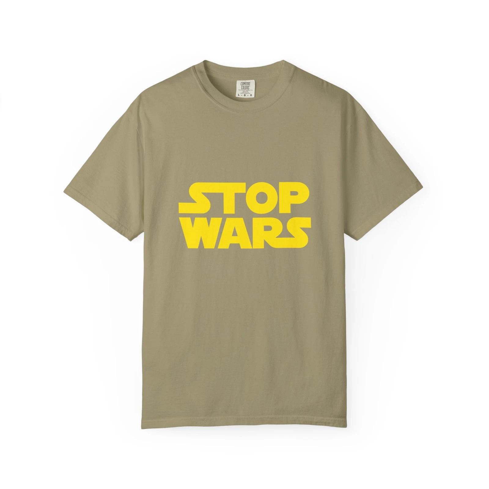 Star Wars Stop Wars Unisex Garment-Dyed T-Shirt, Casual Tee, Activists S