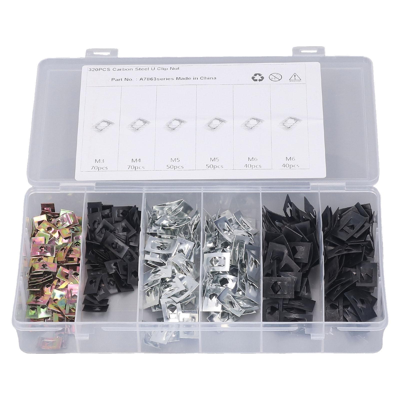 

320 шт. Пружинная гайка из углеродистой стали для листового металла M3 M4 M5 M6 Односторонняя U-образная клипса для автозапчастей