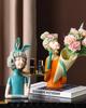 Nordischer Telefonhalter mit Blume Röhre Mädchen Harz Dekoration Artikel Haus Zimmer Schreibtisch Statue Zubehör Kaffeetisch Skulptur Handwerk