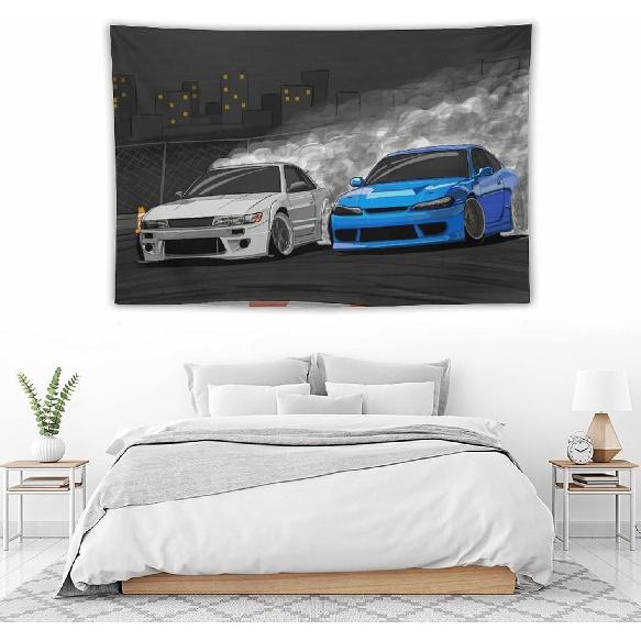 MaLji Jdm Japanese Car Art Silvia S13 And S15 Wall Tapestry for Bedroom Home Wall Room Decor40 X60, Style