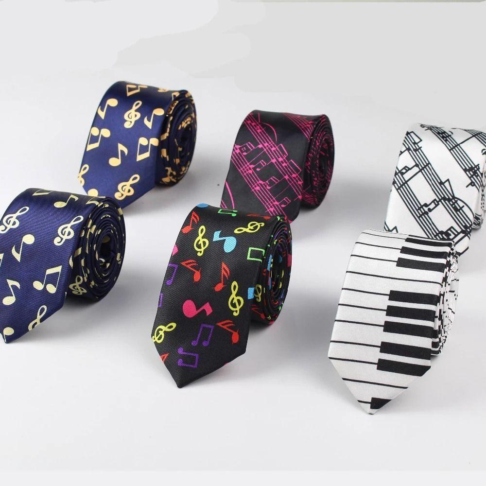 Stripe British Style Notes Music Men Plaid Necktie Lattice Print Women Slim Ties Fashion Neck Tie