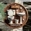2D Flat, 1pc Vintage Round Aluminum Bathroom Sign, Rustic Farmhouse Style Toilet & Bathtub Decor, Suitable for Home, Bathroom Door, Homestay & Resort