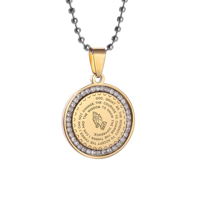 Quran Ayatul Kursi Round Stainless Steel Pendant Arabic God Messenger Necklace for Women Islamic Muslim Allah Amulet Jewelry