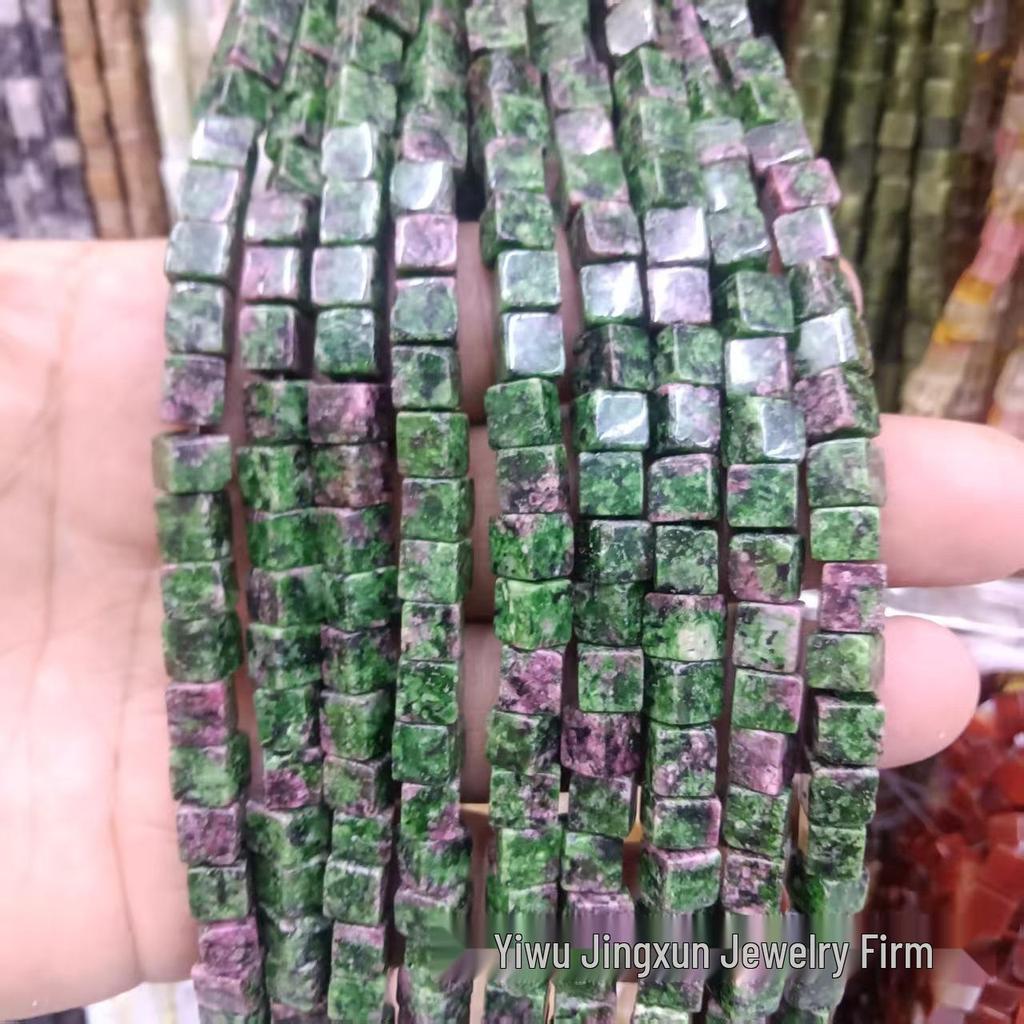 6x6mm Quadratische Rosenquarz-Achat-Perlenkette - Naturstein DIY-Zubehör