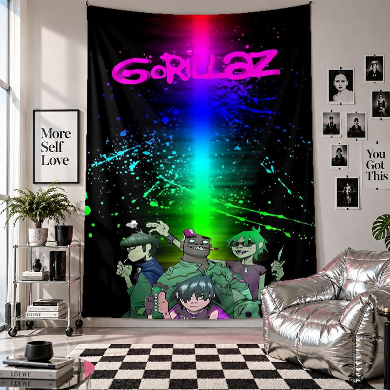 Wall TapestryGorillaz Art Hanging Cloth Decorative Background Cover for Room Decoration