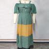 Plus Size Women Spring Summer Sling Ruffled Contrast Color Loose Floral Long Dress XL-4XL