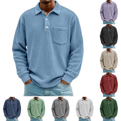 Men's  Corduroy  Fashion  American Style  Leisure  Button  Flip Collar  Pullover  Hoodie