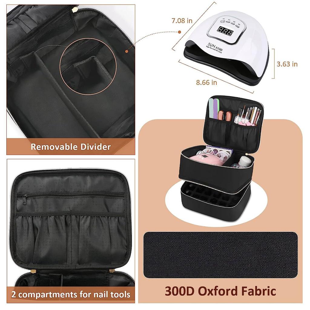 Handheld Double Layer Cosmetic Organizer Storage Bag Portable Manicure Tool Case for Women Nail Art Essential Oil Cosmetic Bag