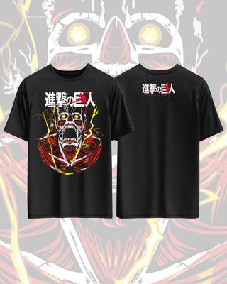 Camiseta de Algodón Puro Estampada de Anime Attack on Titan para Hombres y Mujeres Moda Casual Oversize Ropa Periférica de Anime Camiseta