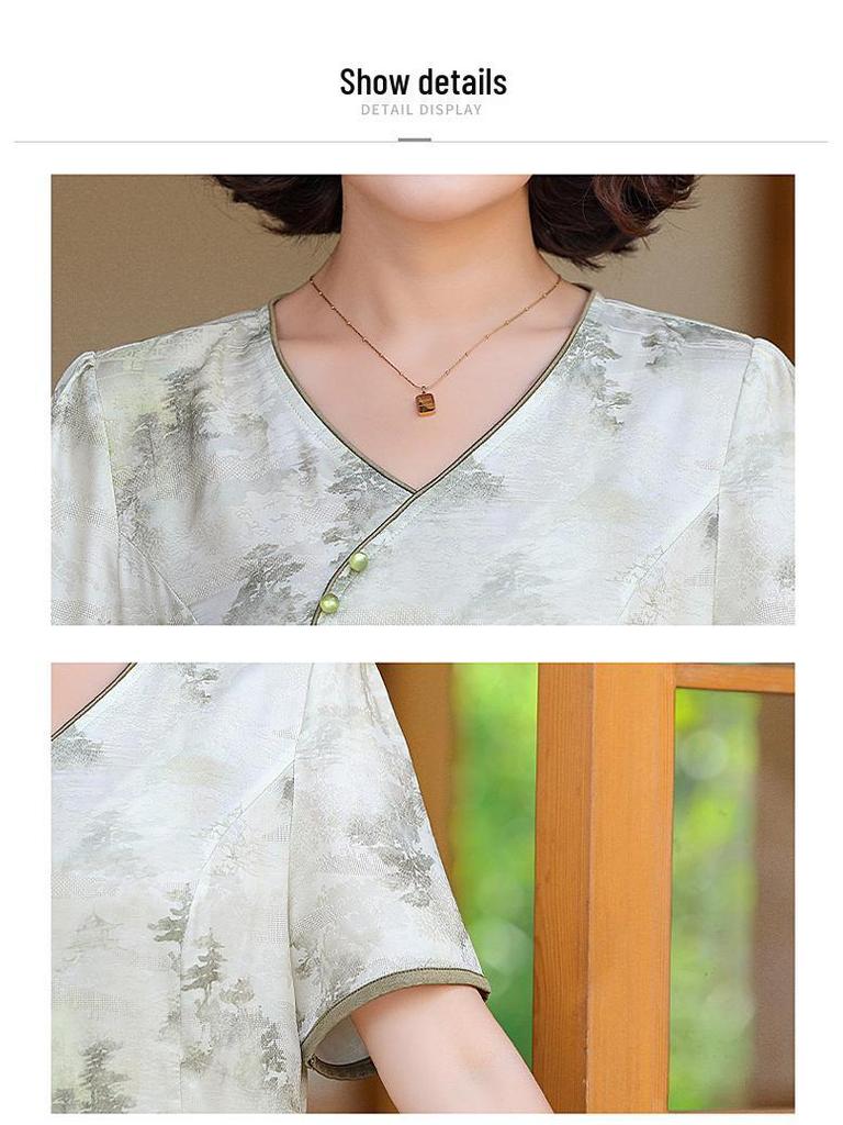 Stylish Chiffon Midi Dress for Middle-aged Women: New Chinese Summer Fashion