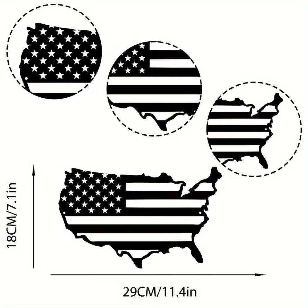 American Flag Metal Wall Art – United States Map Decor, Patriotic Wall Art Featuring US Map, Ideal for Americana Home Decoration