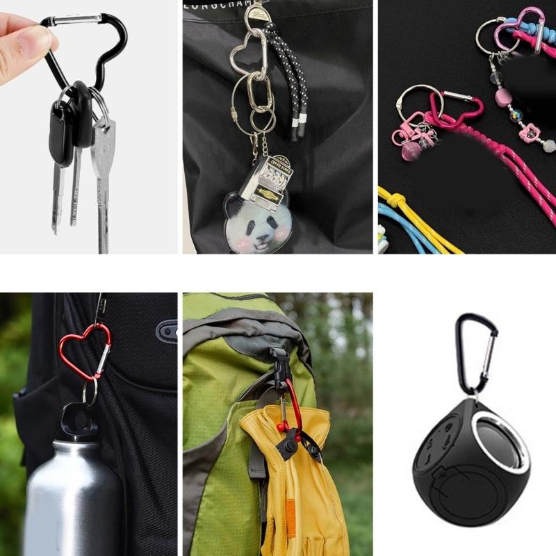 Pack of 10 Heart Shaped Metal Carabiner Keychain Accessory Portable for Outdoor Climbing and Camping Keyring Hook