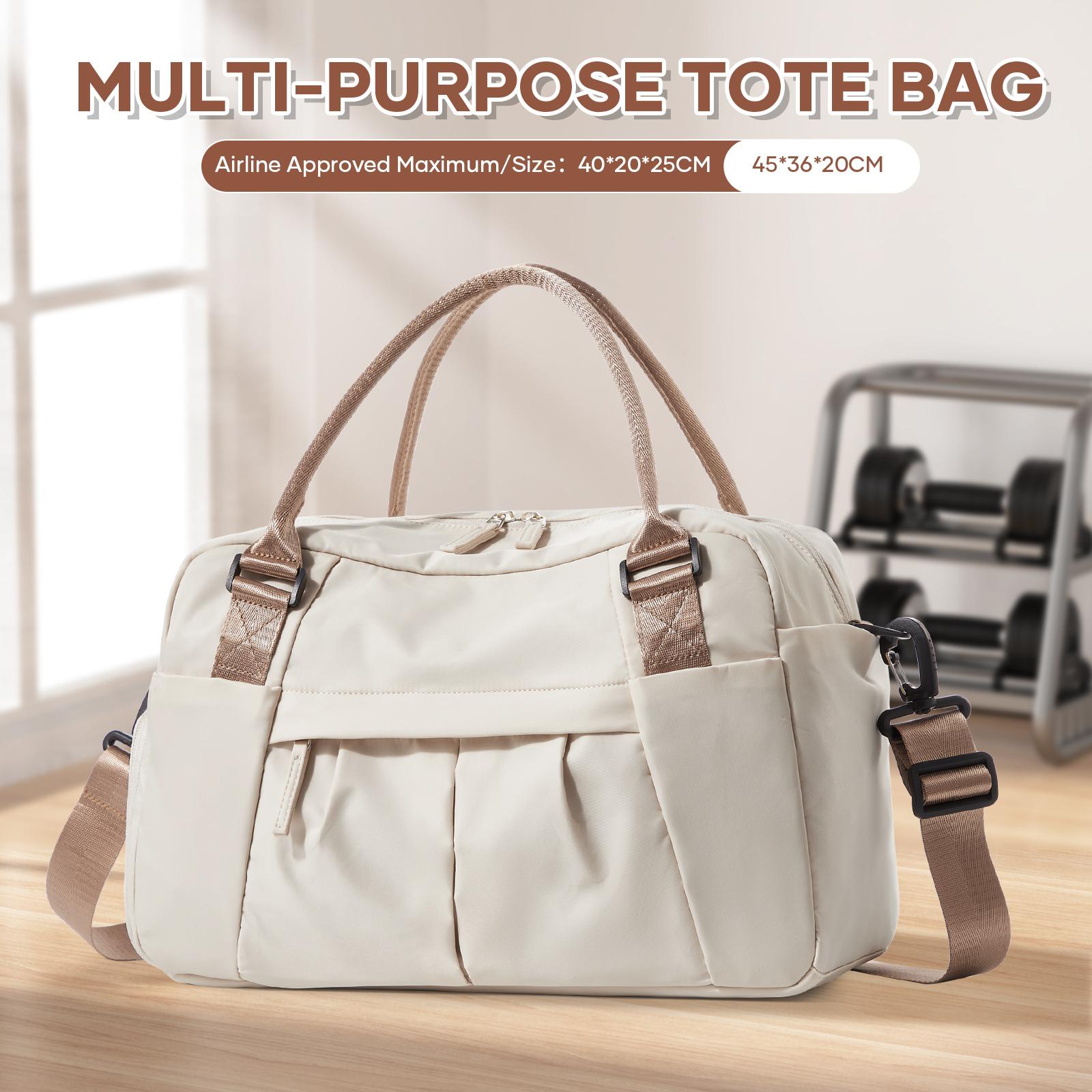 

Вместительная легкая женская дорожная сумка-тоут для спортзала, активного отдыха, деловых поездок, ручная кладь Ryanair 40X20X25 бежевый