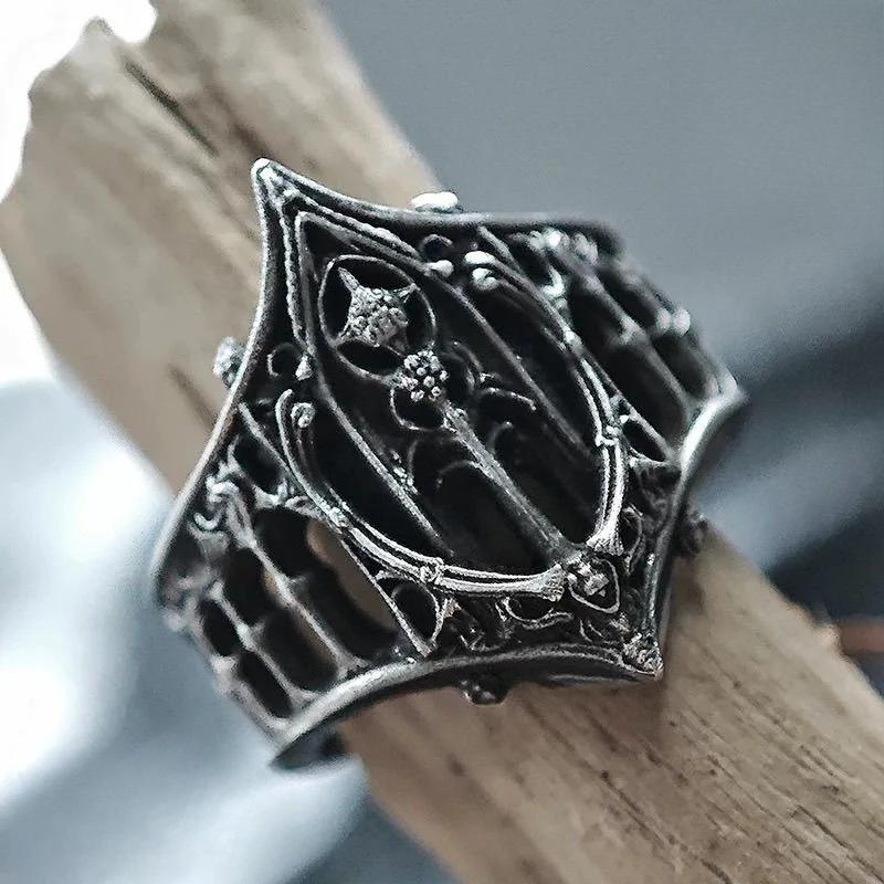New Classical Gothic Vintage Ring, Fashion Creative Holiday Gift Castle Personality Ring