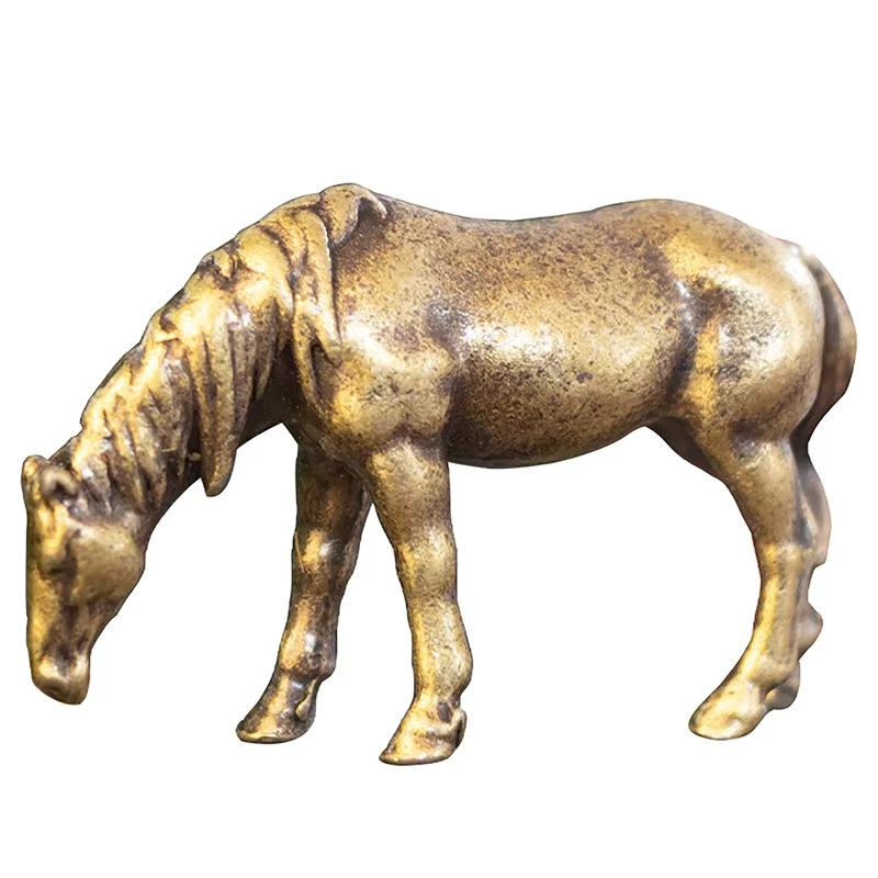 1PC Copper Alloy Horse Moss Flowerpot Fish Tank Micro Landscape Decoration Animal Mini Decorative Sculpture Collection Gift
