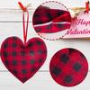 Pack of 12 Plaids Check Fabric Heart Shape Hanging Ornaments Pendants for Valentines Day Wedding Decors Party Supplies
